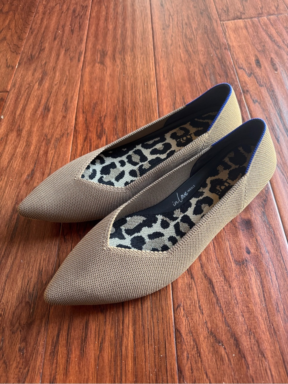 Rothy’s The Point Ballet Flat Tan Knit Classic Comfy Preppy Casual 10.5